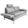 Brühl 2-Sitzer-Sofas|Sofa Alba System M Leder 5707 Pearl 0095 Grau Winkelfuß Verchromt Mit Kopfstütze