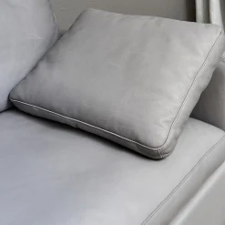 Brühl 2-Sitzer-Sofas|Sofa Alba System M Leder 5707 Pearl 0095 Grau Winkelfuß Verchromt Mit Kopfstütze