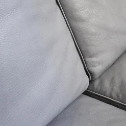 Brühl 2-Sitzer-Sofas|Sofa Alba System M Leder 5707 Pearl 0095 Grau Winkelfuß Verchromt Mit Kopfstütze