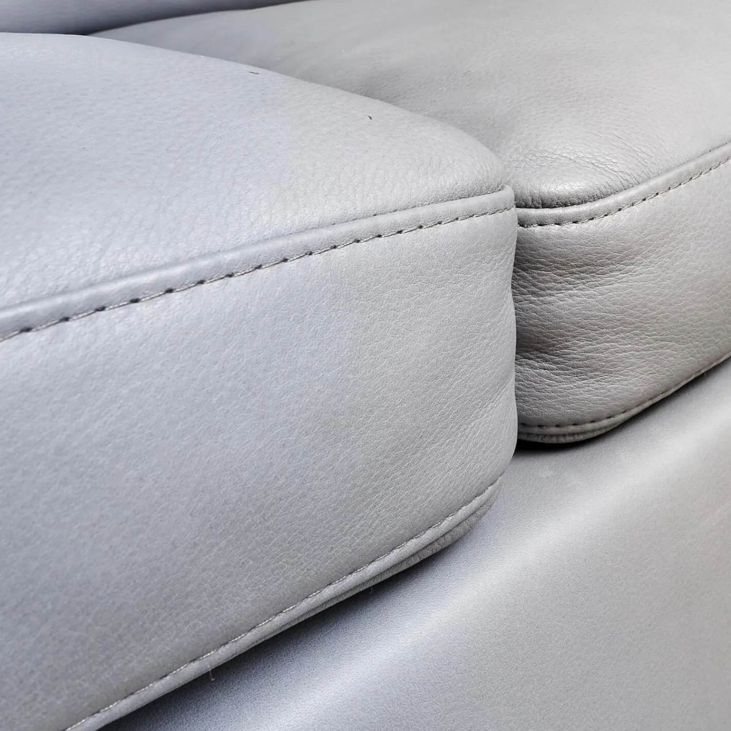 Brühl 2-Sitzer-Sofas|Sofa Alba System M Leder 5707 Pearl 0095 Grau Winkelfuß Verchromt Mit Kopfstütze