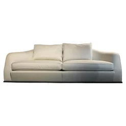 Flexform 2-Sitzer-Sofas|Sofa Alfred Bezug Stoff Empoli N. 930 Extra Grau Gestell Massivholz Füße Metall Brüniert Schwarz