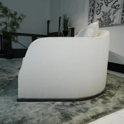 Flexform 2-Sitzer-Sofas|Sofa Alfred Bezug Stoff Empoli N. 930 Extra Grau Gestell Massivholz Füße Metall Brüniert Schwarz