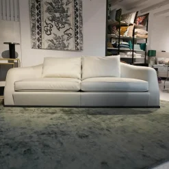Flexform 2-Sitzer-Sofas|Sofa Alfred Bezug Stoff Empoli N. 930 Extra Grau Gestell Massivholz Füße Metall Brüniert Schwarz
