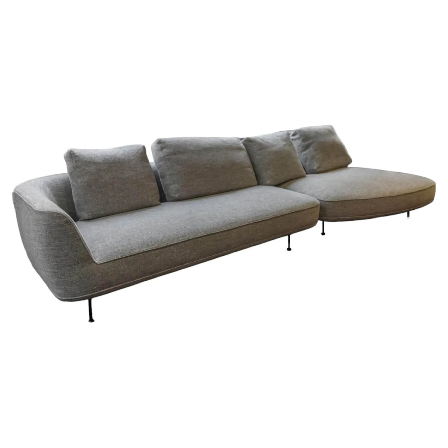 Wittmann 3-Sitzer-Sofas|Sofa Andes Bezug Stoff Gent Grau Füße Pulverbeschichtet Schwarz Grau