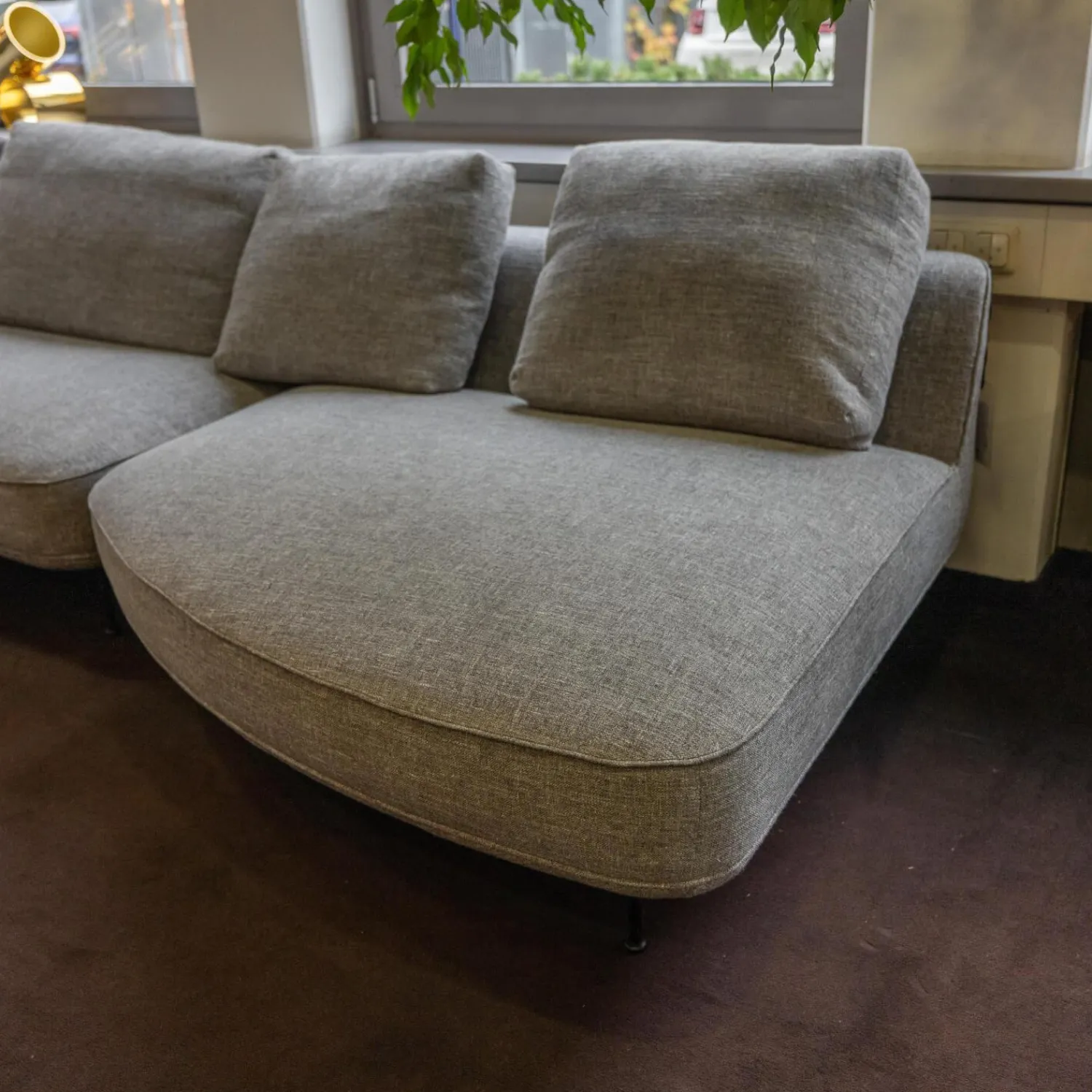 Wittmann 3-Sitzer-Sofas|Sofa Andes Bezug Stoff Gent Grau Füße Pulverbeschichtet Schwarz Grau