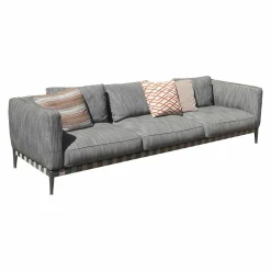 Flexform 3-Sitzer-Sofas|Sofa Atlante Outdoor Stoff Bambú A6 Grau Schwarz Gestell Brüniert
