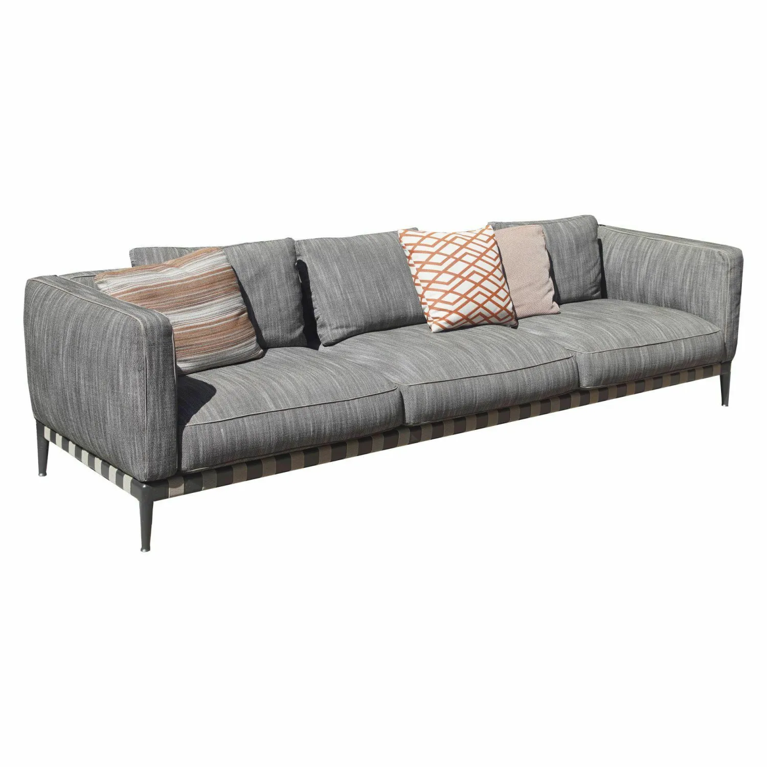 Flexform 3-Sitzer-Sofas|Sofa Atlante Outdoor Stoff Bambú A6 Grau Schwarz Gestell Brüniert