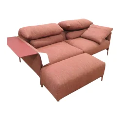 COR 2-Sitzer-Sofas|Sofa Avalanche Stoff 9202 Dunkelrot Rot Ablage Und Gestell Lack RAL 3009 Oxidrot Rot Mit Hocker