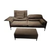 COR 2-Sitzer-Sofas|Sofa Avalanche Stoff 8078 Tabak Anthrazit Füße Schwarz Feinstruktur Inklusive Hocker