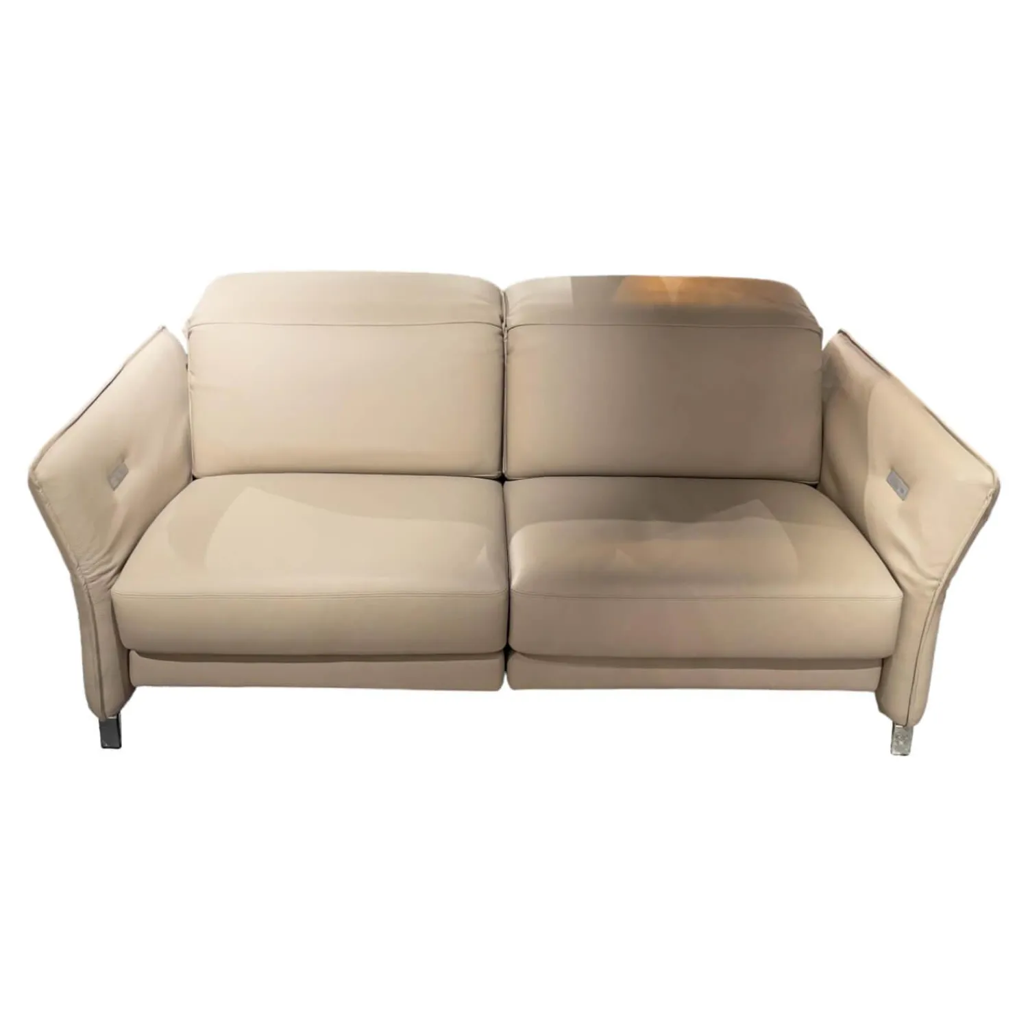 Erpo 2-Sitzer-Sofas|Sofa Avantgarde 965 Bezug Leder 43 210 Pearl Beige Kufe Hochglanz Mit Motorischer Sitz Und Rückenverstellung