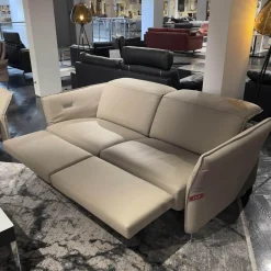 Erpo 2-Sitzer-Sofas|Sofa Avantgarde 965 Bezug Leder 43 210 Pearl Beige Kufe Hochglanz Mit Motorischer Sitz Und Rückenverstellung