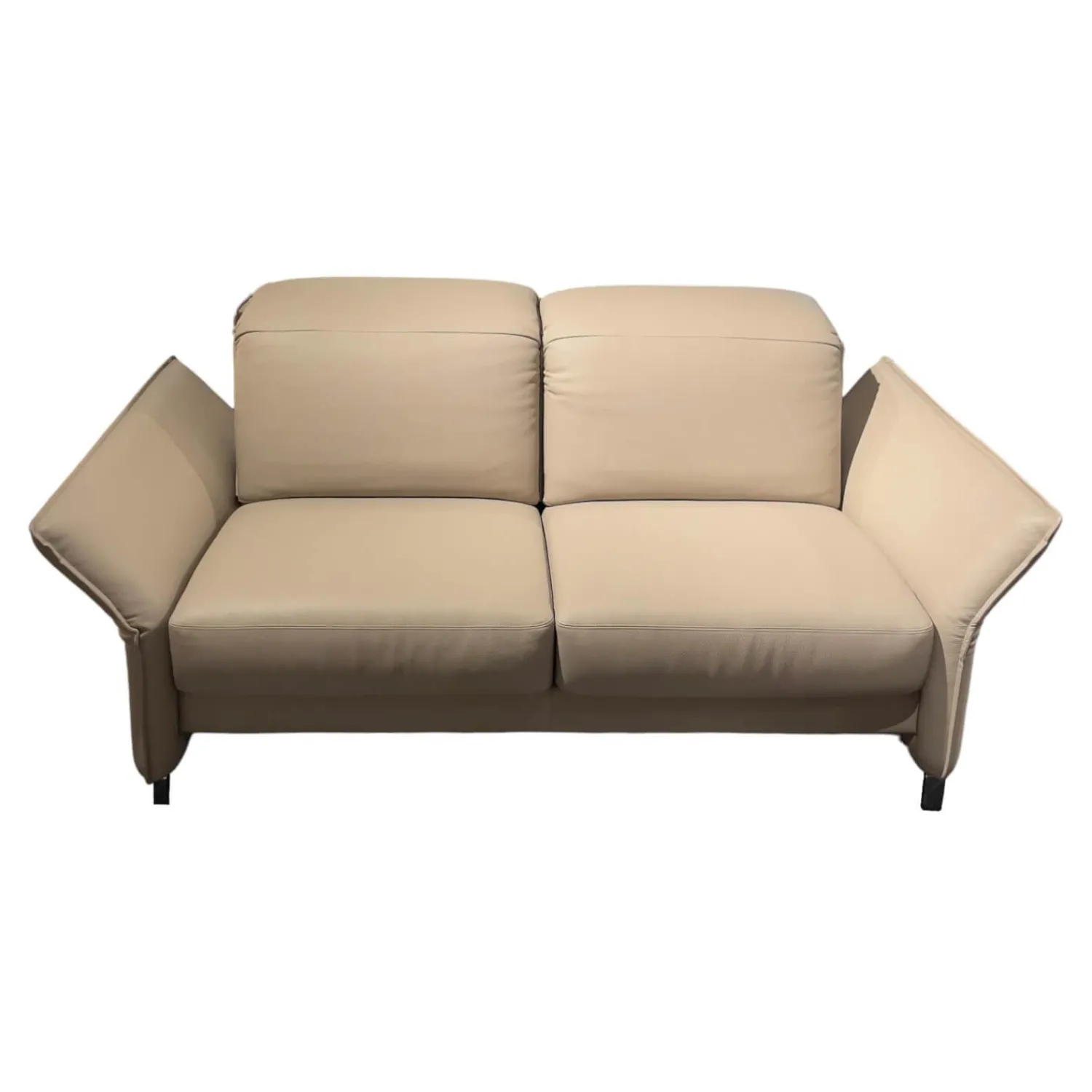 Erpo 2-Sitzer-Sofas|Sofa Avantgarde 965 Bezug Leder 43 210 Pearl Beige Kufe Hochglanz Verchromt