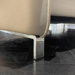 Erpo 2-Sitzer-Sofas|Sofa Avantgarde 965 Bezug Leder 43 210 Pearl Beige Kufe Hochglanz Verchromt