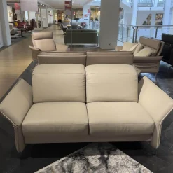 Erpo 2-Sitzer-Sofas|Sofa Avantgarde 965 Bezug Leder 43 210 Pearl Beige Kufe Hochglanz Verchromt