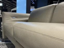 Erpo 2-Sitzer-Sofas|Sofa Avantgarde 965 Leder 43 210 Pearl Beige Grau Kufe Verchromt Mit Funktionen