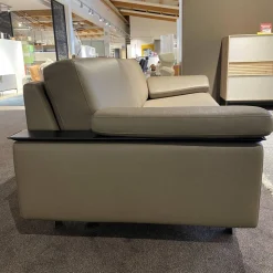 Erpo 2-Sitzer-Sofas|Sofa Avantgarde 500 Leder 43 560 Fango Grau Beige Kernlederarmlehnen Schwarz Gestell Verchromt Hochglanz