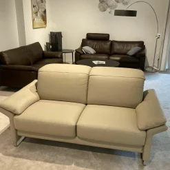 Erpo 2-Sitzer-Sofas|Sofa Avantgarde Leder 43 Pearl 210 Beige Gestell Metall Hochglanz