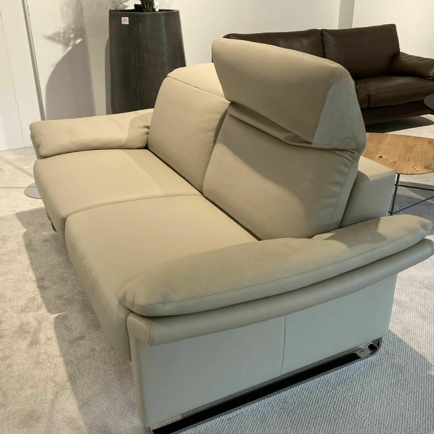 Erpo 2-Sitzer-Sofas|Sofa Avantgarde Leder 43 Pearl 210 Beige Gestell Metall Hochglanz