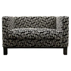 Lambert 2-Sitzer-Sofas|Sofa Bella Bezug Stoff 83567 Eileen Schwarz/Grau Rahmen Und Füße Massivholz Schwarz Gebeizt