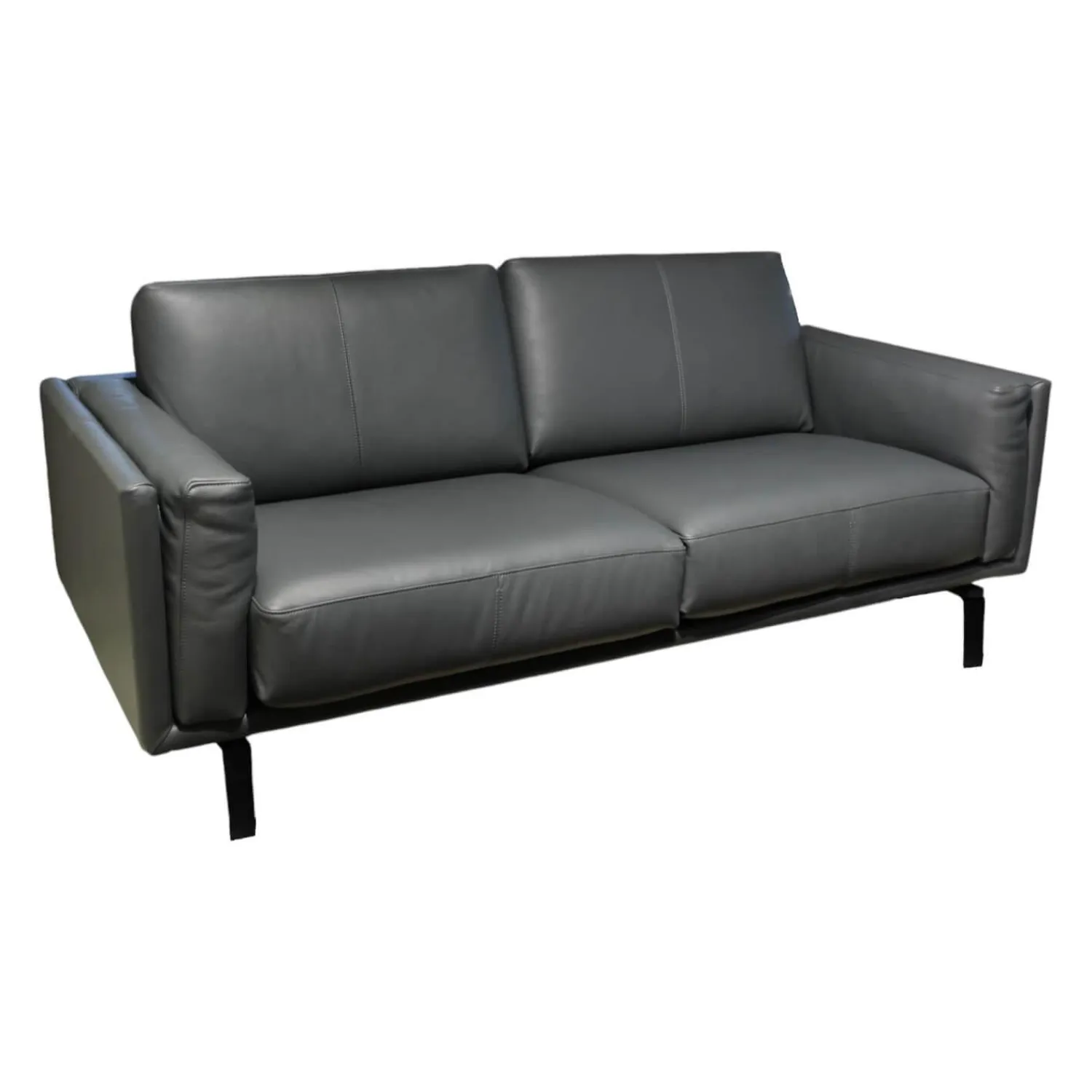 Leolux 2-Sitzer-Sofas|Sofa Bellice 679 B20 Vollnarbenleder Raffino 109 Shark Schwarz Grau Gestell Epoxy Granite Matt