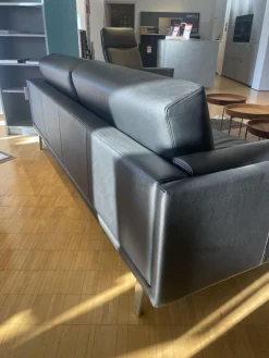 Leolux 2-Sitzer-Sofas|Sofa Bellice 679 Leder Senso Schwarz Füße Sobrio Aluminium