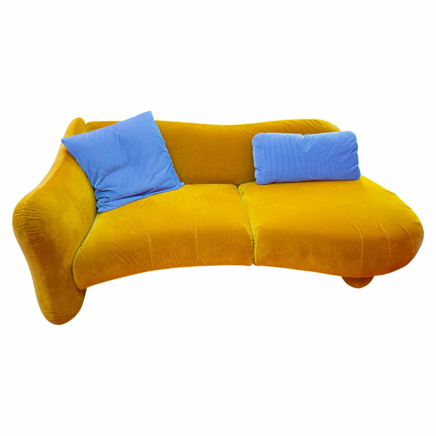 Brühl 2-Sitzer-Sofas|Sofa Bongo Bay Lounge Stoff 4473 0075 Currygelb mit 2 Kissen Hellblau