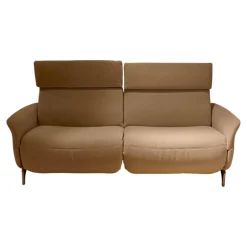 himolla 2-Sitzer-Sofas|Sofa Boston 4171 Stoff Novano Cloud Grau Metallfüße Edelstahloptik Kopfteil Höhenverstellbar Mit Lendenkissen