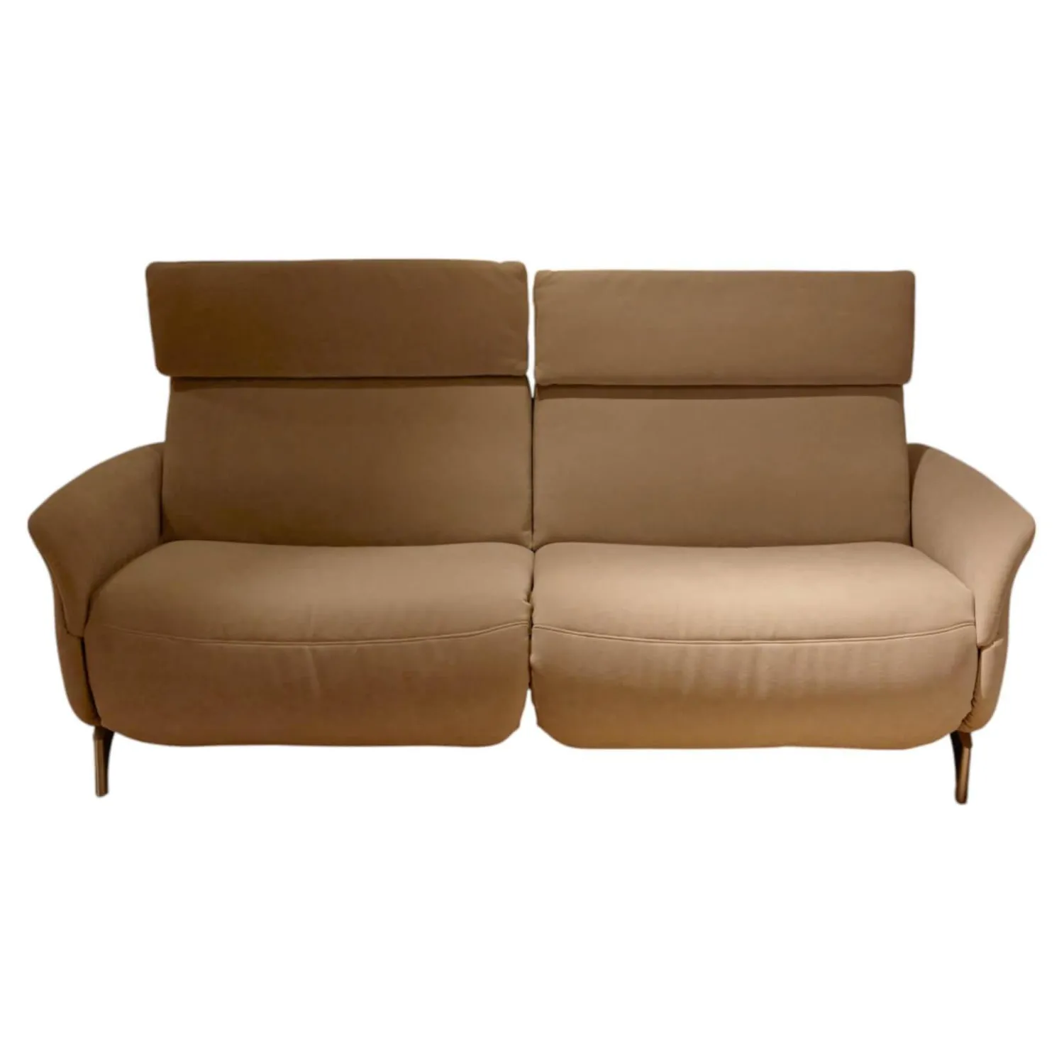 himolla 2-Sitzer-Sofas|Sofa Boston 4171 Stoff Novano Cloud Grau Metallfüße Edelstahloptik Kopfteil Höhenverstellbar Mit Lendenkissen