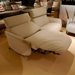 himolla 2-Sitzer-Sofas|Sofa Boston 4171 Stoff Novano Cloud Grau Metallfüße Edelstahloptik Kopfteil Höhenverstellbar Mit Lendenkissen