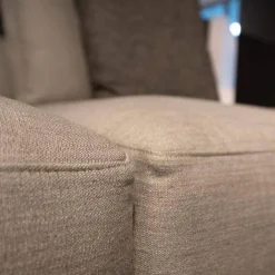 Poliform Wohnlandschaften|Sofa Brera Stoff Kiala Champagne Beige Kernleder Castagna Braun Basis Nickel Matt Brown Braun Mit Kissen