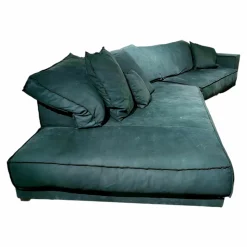Baxter 3-Sitzer-Sofas|Sofa Budapest Soft Leder Kashmir Jade Petrol Gestell Satiniertes Rohmetall mit 4 Kissen