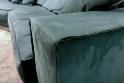 Baxter 3-Sitzer-Sofas|Sofa Budapest Soft Leder Kashmir Jade Petrol Gestell Satiniertes Rohmetall mit 4 Kissen