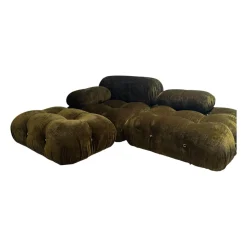 B&B Italia 2-Sitzer-Sofas|Sofa Camaleonda Stoff 400 Enia Olivgrün Extra Grün Füße Buchenholz Natur Inklusive Hocker