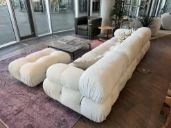 B&B Italia 3-Sitzer-Sofas|Sofa Camaleonda Stoff Enia Elfenbeinweiß mit Hocker