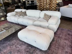 B&B Italia 3-Sitzer-Sofas|Sofa Camaleonda Stoff Enia Elfenbeinweiß mit Hocker
