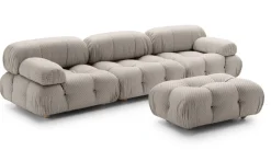 B&B Italia 3-Sitzer-Sofas|Sofa Camaleonda Stoff Magnolia Perlgrau Untergestell MDF Füße Buche Natur