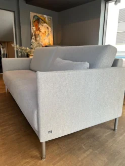 Rolf Benz 2-Sitzer-Sofas|Sofa Cara Bezug Stoff 14.113 Silbergrau Fuß Metallrundrohr Mattchrom Mit Filzgleitern