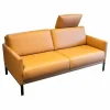 Rolf Benz 2-Sitzer-Sofas|Sofa Cara Mit Kopfstütze Leder 38.111 Ockerbraun Spangenfuß Stahl Schwarz