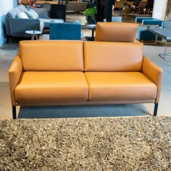 Rolf Benz 2-Sitzer-Sofas|Sofa Cara Mit Kopfstütze Leder 38.111 Ockerbraun Spangenfuß Stahl Schwarz