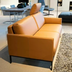 Rolf Benz 2-Sitzer-Sofas|Sofa Cara Mit Kopfstütze Leder 38.111 Ockerbraun Spangenfuß Stahl Schwarz