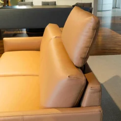 Rolf Benz 2-Sitzer-Sofas|Sofa Cara Mit Kopfstütze Leder 38.111 Ockerbraun Spangenfuß Stahl Schwarz