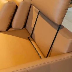 Rolf Benz 2-Sitzer-Sofas|Sofa Cara Mit Kopfstütze Leder 38.111 Ockerbraun Spangenfuß Stahl Schwarz