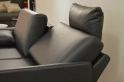 Rolf Benz 2-Sitzer-Sofas|Sofa Cara SB168 Leder 38.109 Graublau Kufe Glanzchrom mit Beinauflage