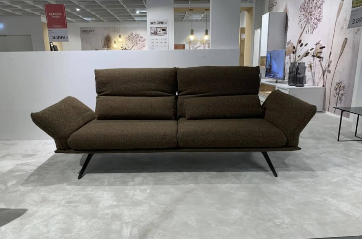 Koinor 2-Sitzer-Sofas|Sofa Ceda Stoff 20 Sherpa 84 Braun Rot Gestell Metall Schwarz Matt Pulverbeschichtet Inklusive Kissen