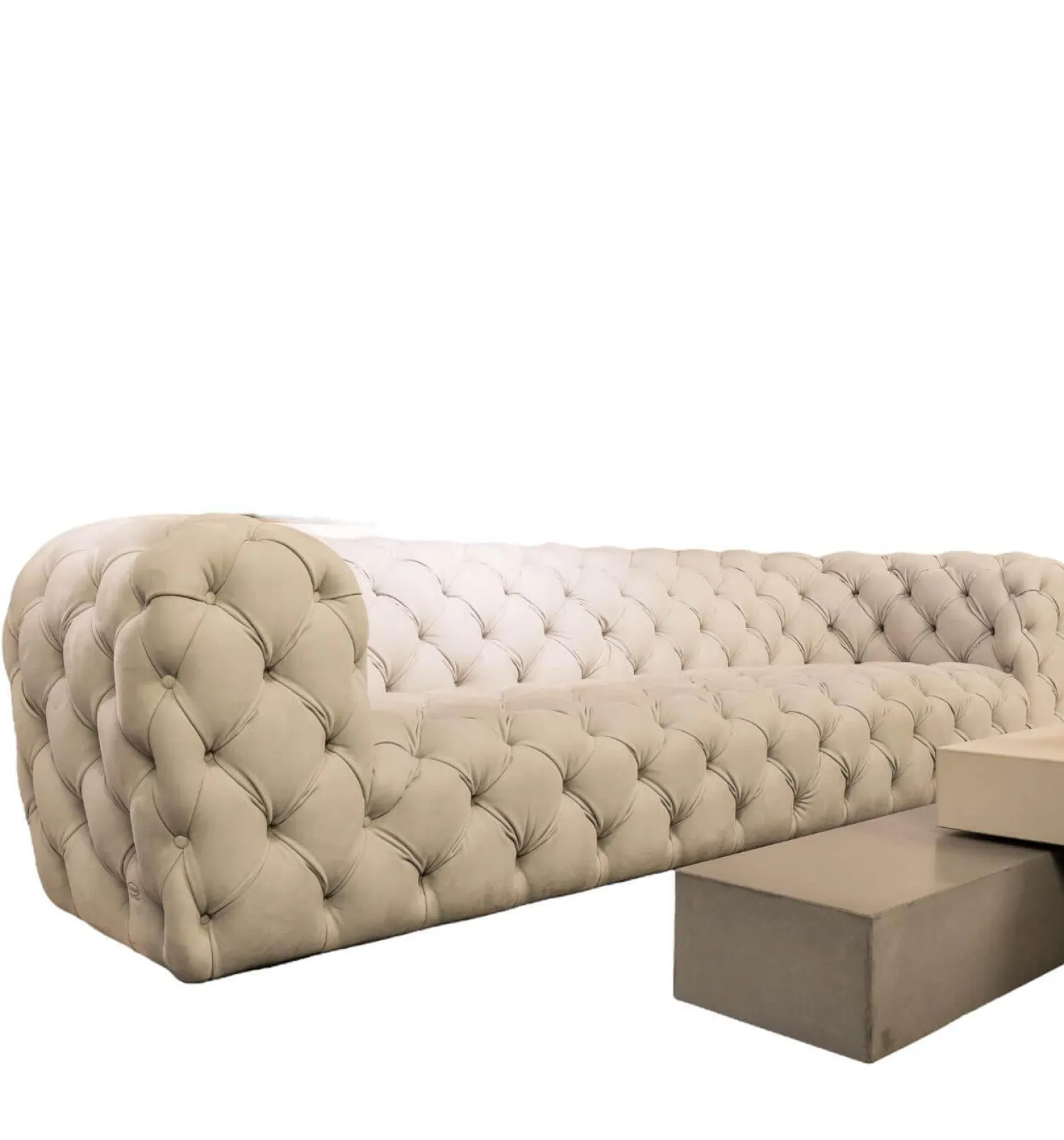 Baxter 3-Sitzer-Sofas|Sofa Chester Moon Leder Kashmir Nuage Grau