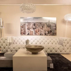 Baxter 3-Sitzer-Sofas|Sofa Chester Moon Leder Kashmir Nuage Grau