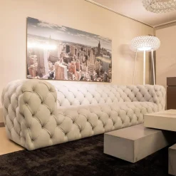 Baxter 3-Sitzer-Sofas|Sofa Chester Moon Leder Kashmir Nuage Grau