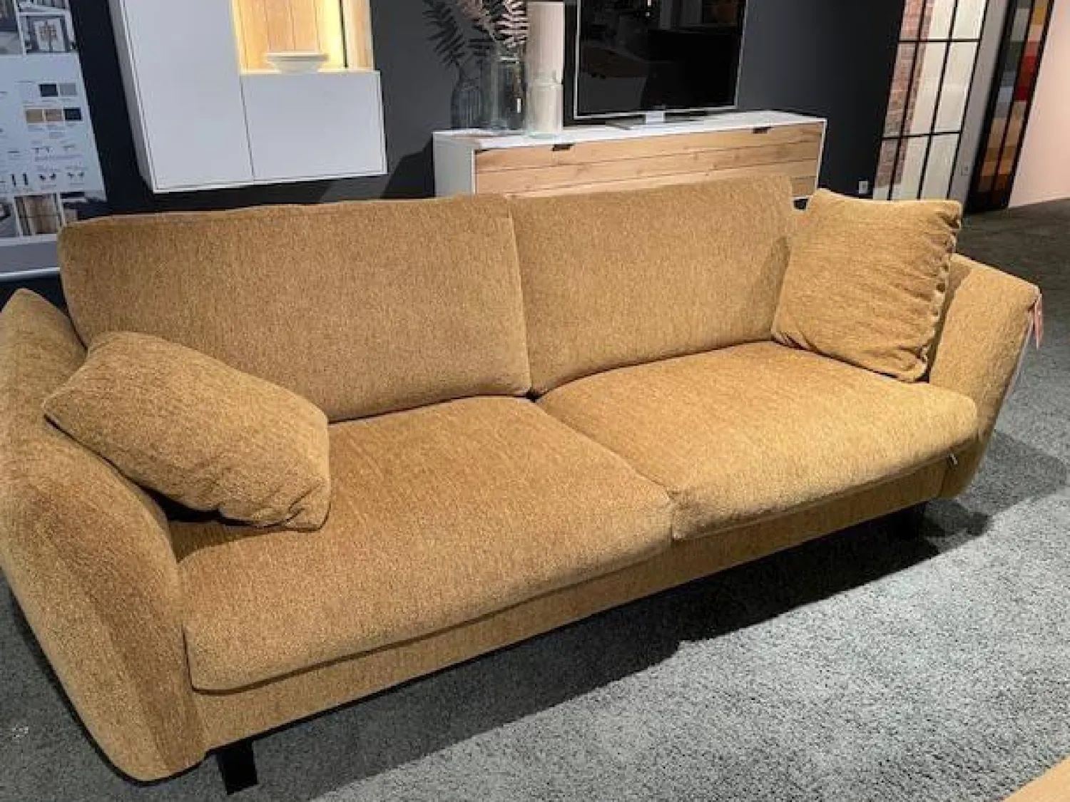 Erpo 2-Sitzer-Sofas|Sofa CL 970 Stoff Osino 2037 68 Gelb Gestell Holzkufe Buche Schwarz
