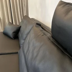 FSM 2-Sitzer-Sofas|Sofa Clarus Leder Schwarz Füße Schwarz Inklusive Fußstützen Und Kopfstützen