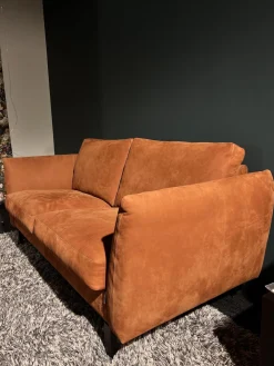 Erpo 2-Sitzer-Sofas|Sofa Classic 970 Leder Velvet 516 Orange Braun Kufe 2 Buche 136 Schwarz Gebeizt